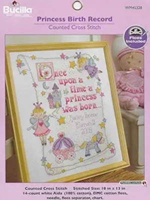 Bucilla Counted Cross Stitch Birth Record Kit