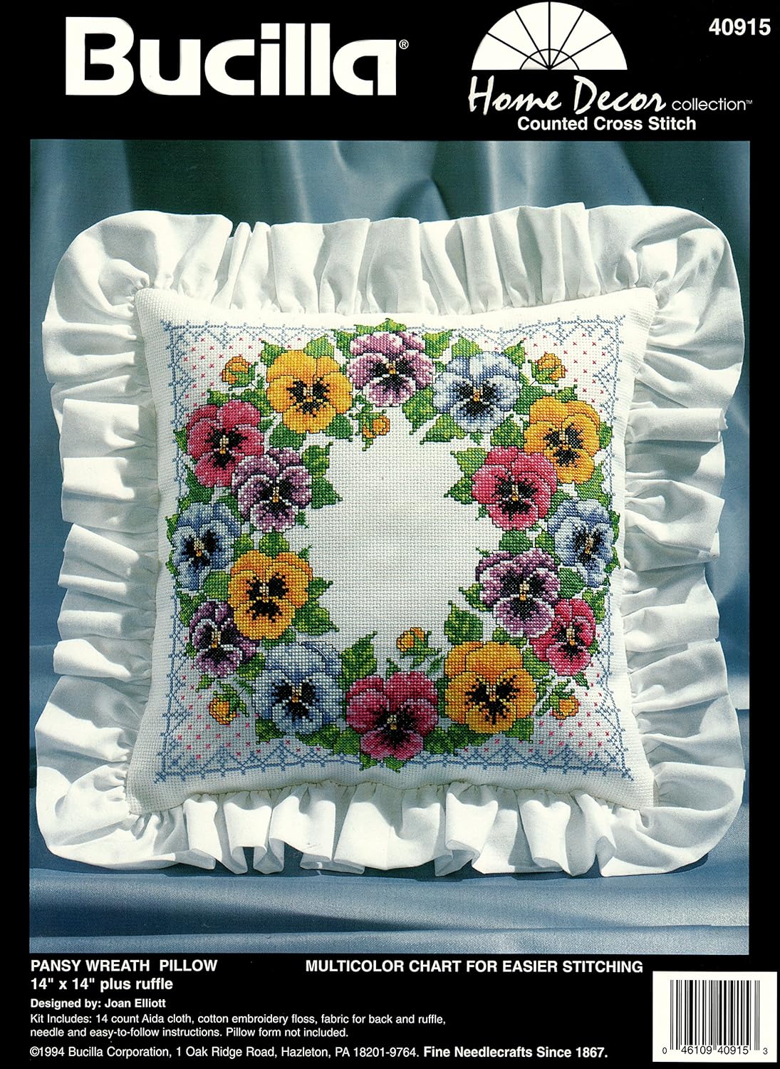 Bucilla-Pansy-Wreath-Pillow-Home-Decor