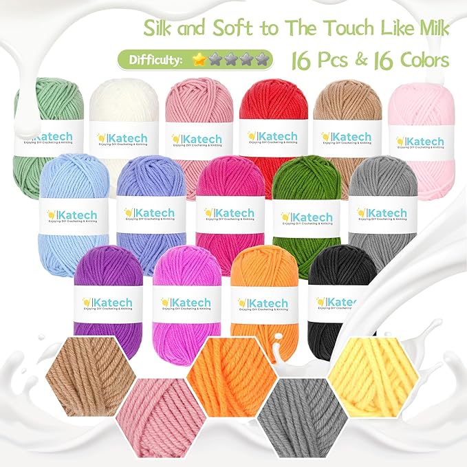 Kit Completo De Ganchillo Para Principiantes Katech - Incluye Todo Lo Necesario Para Empezar A Tejer